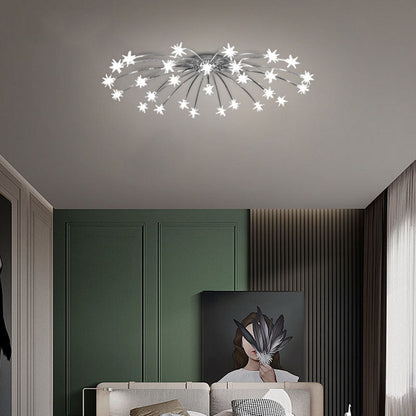 Art Deco Chrome 28-Head Ceiling Light for Dining Room