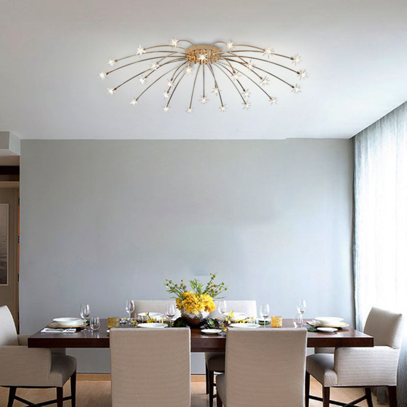 Art Deco Gold 28-Head Ceiling Light for Dining Room