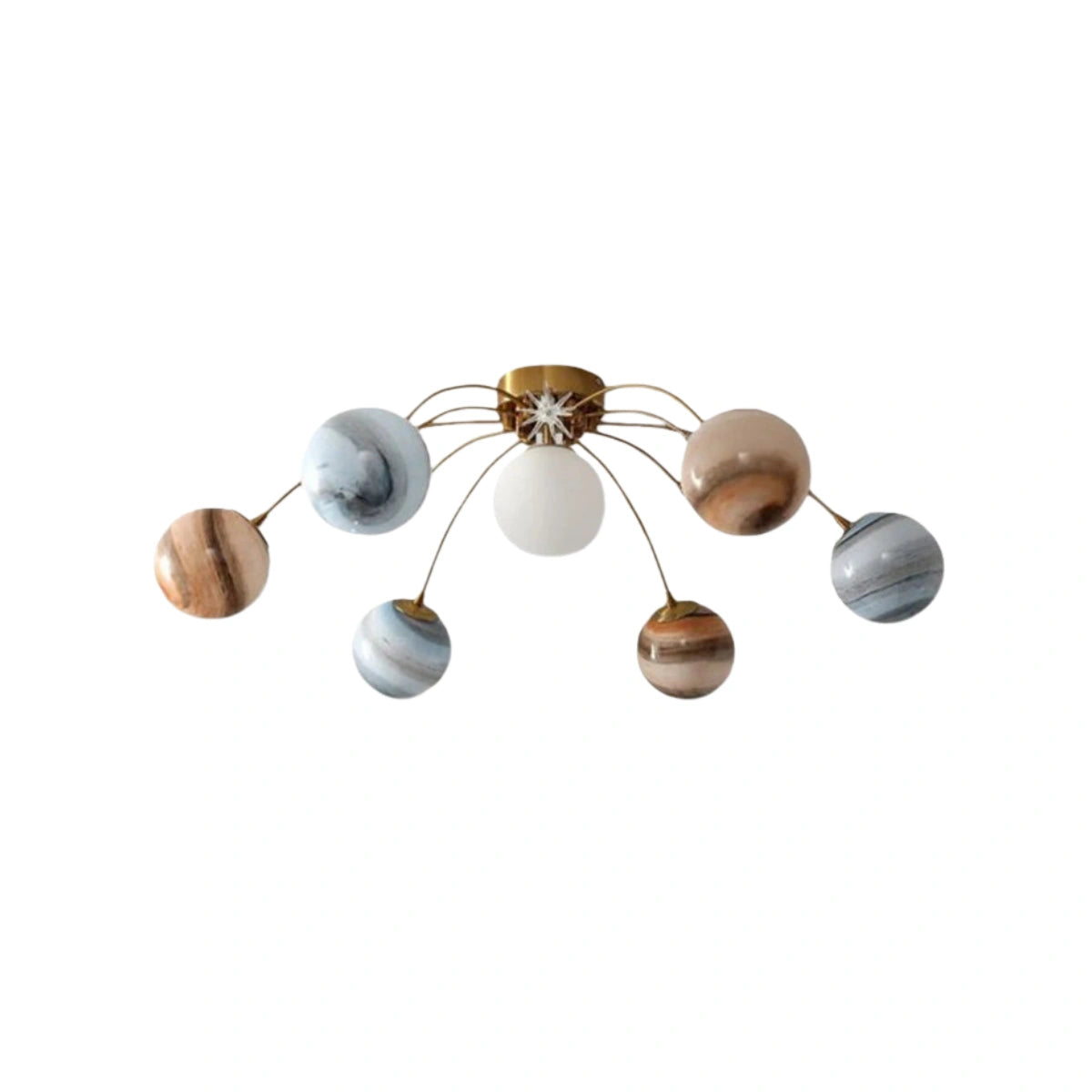 Nebula Art Deco Gold Frame Ceiling Light - Planet Bubble Design for Living Room