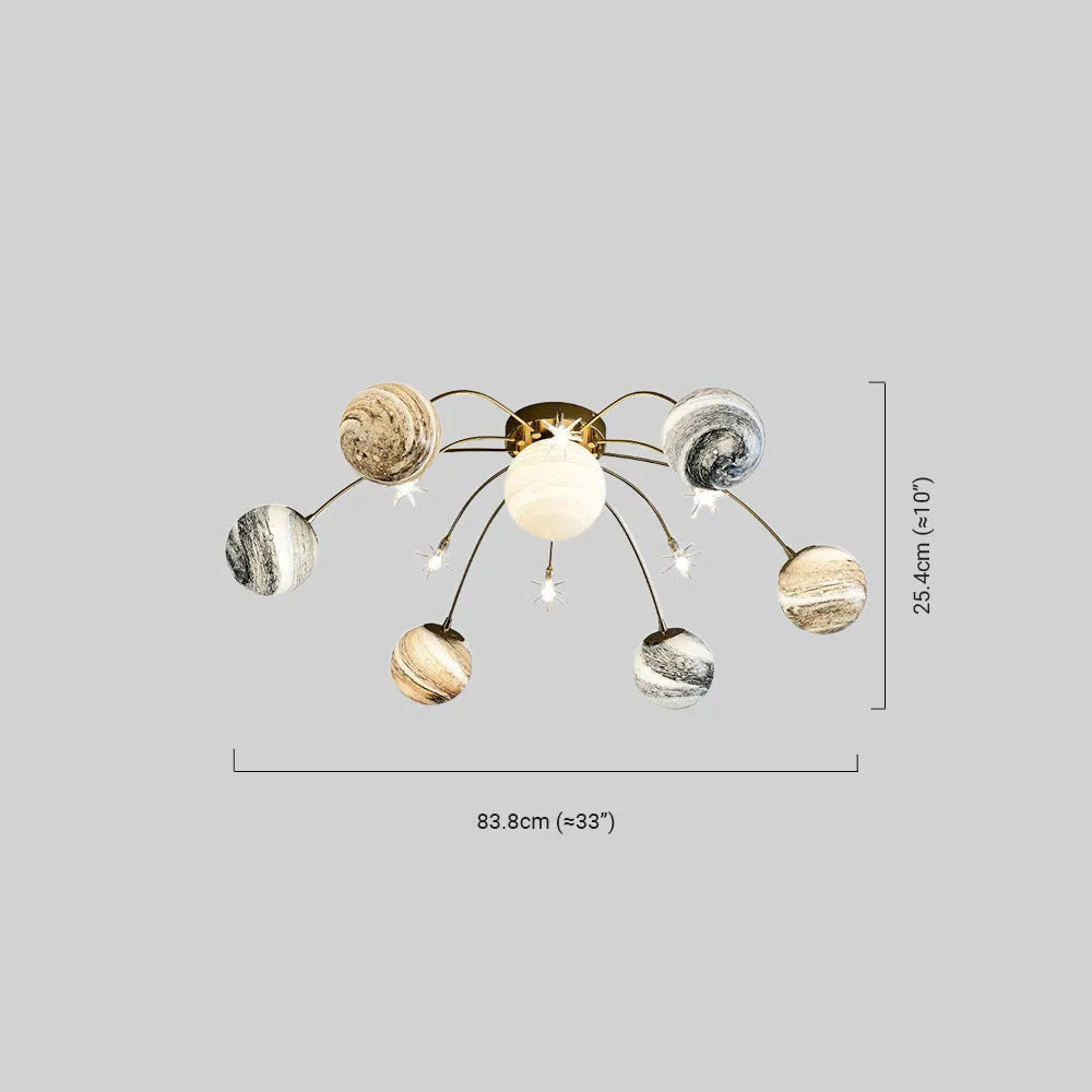 Art Deco Planet Ceiling Light Dimension