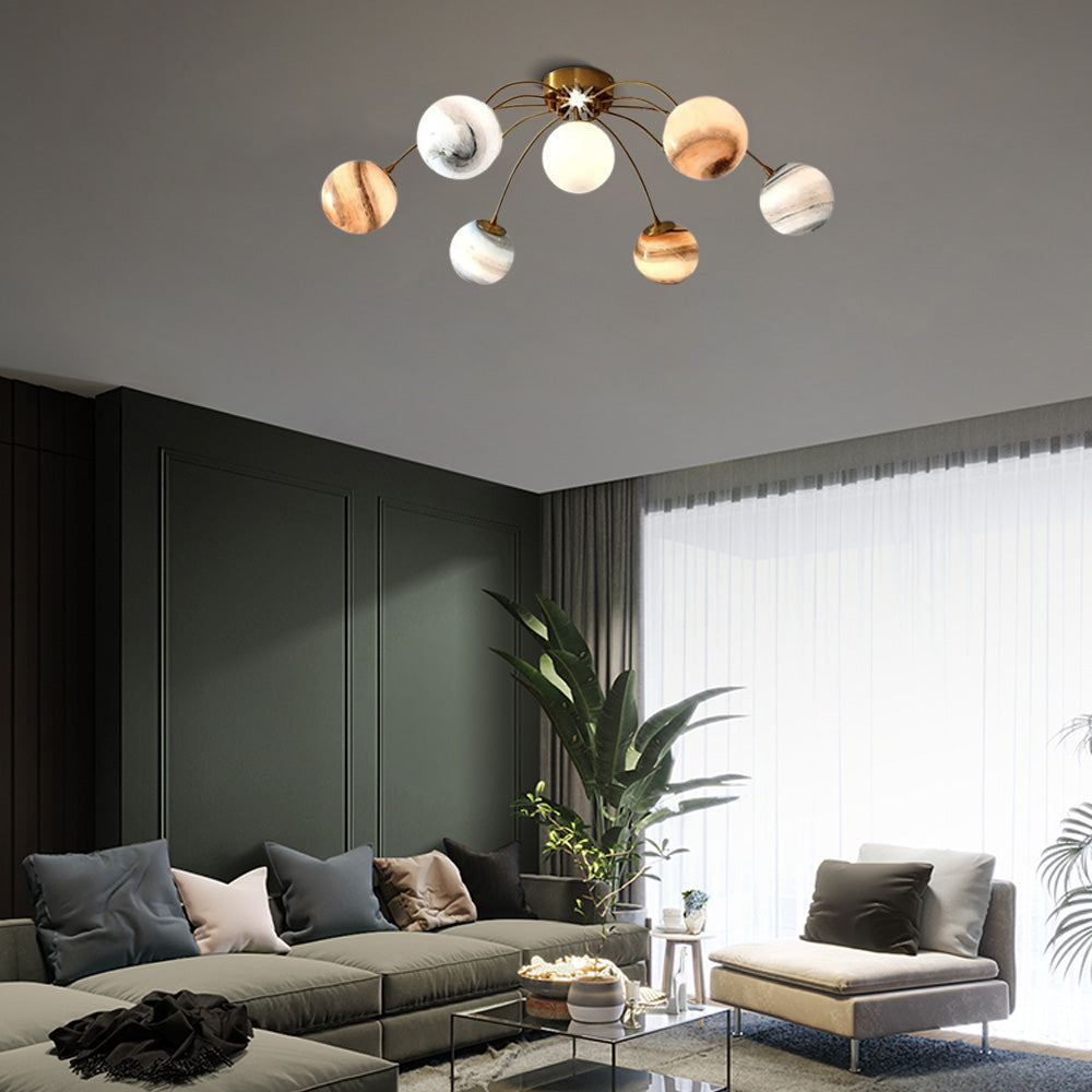 Art Deco Planet Ceiling Light in Modern Living Room