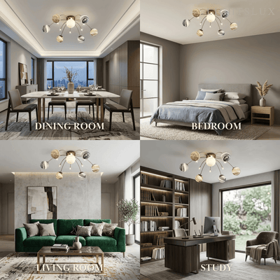 Nebula Art Deco Gold Frame Ceiling Light 