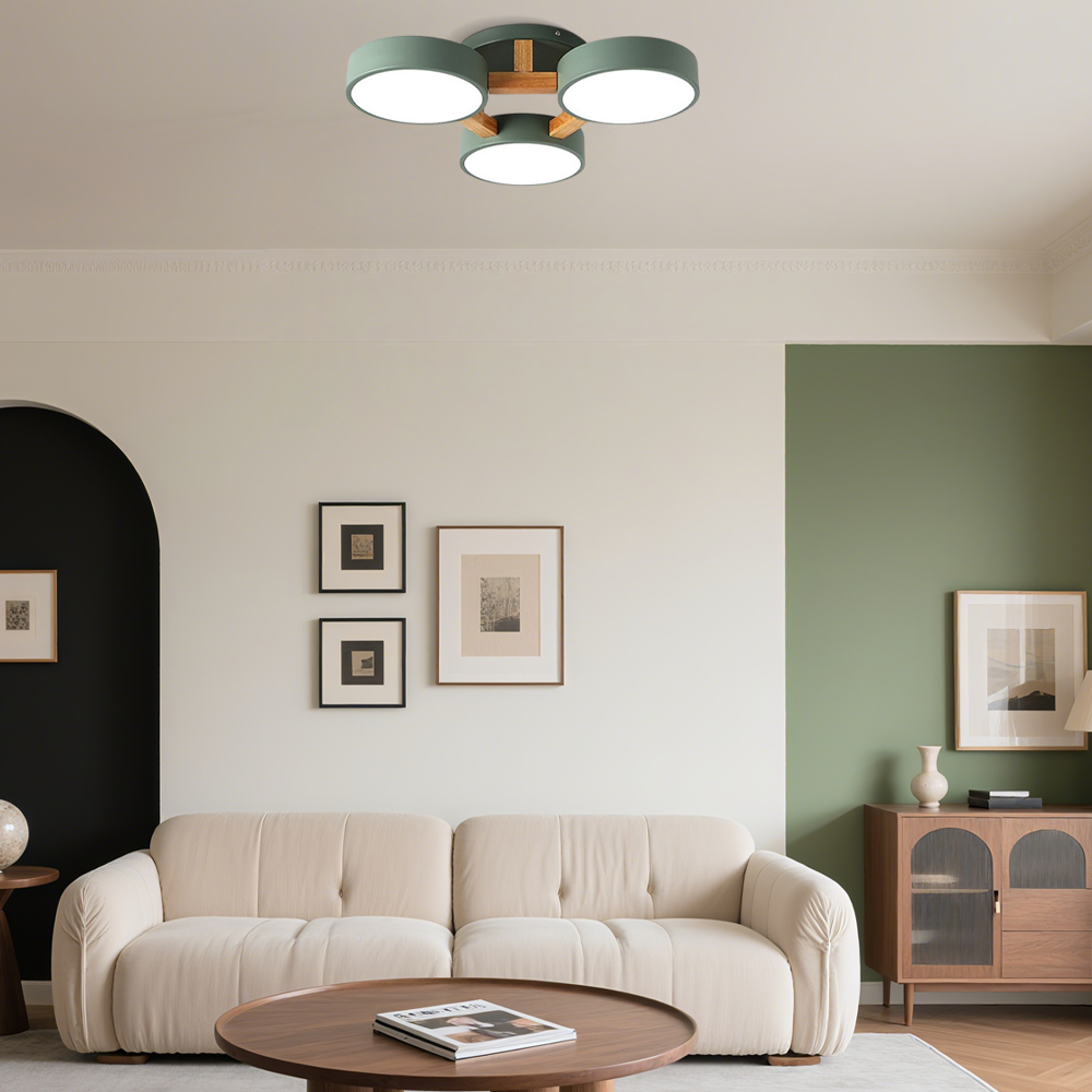 Minimalist Round Green Ceiling Light for Living Room