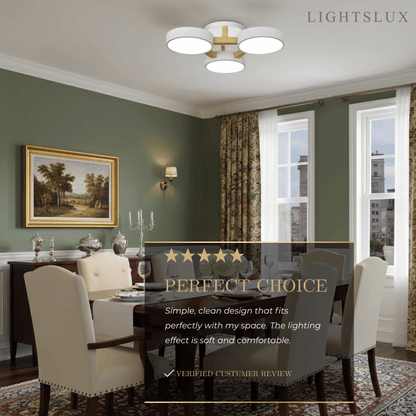 Round Ceiling Light – 3-Color Fixture with Three Heads Bedroom