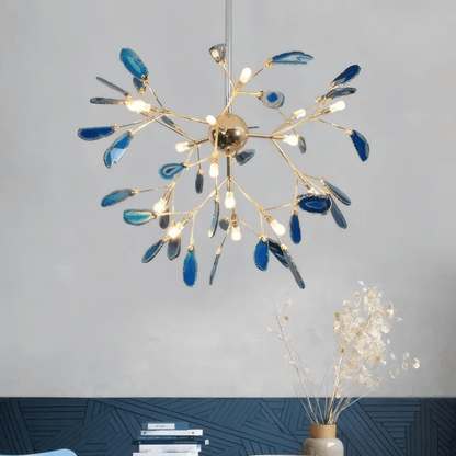 Art Deco Agate Blue Chandelier for Study Room
