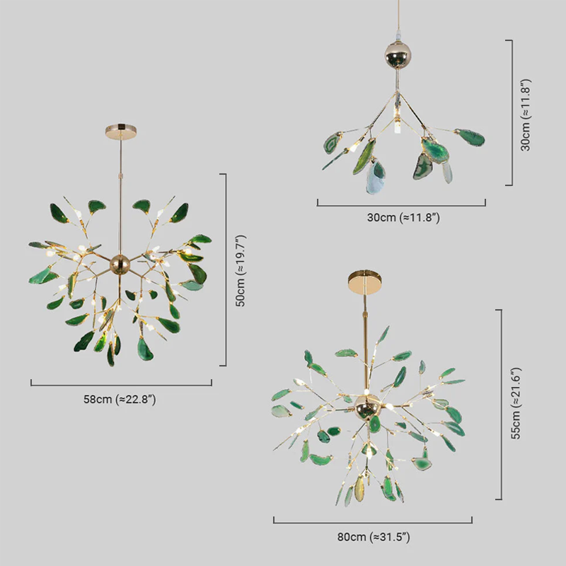 Art Deco Agate Chandelier Dimension