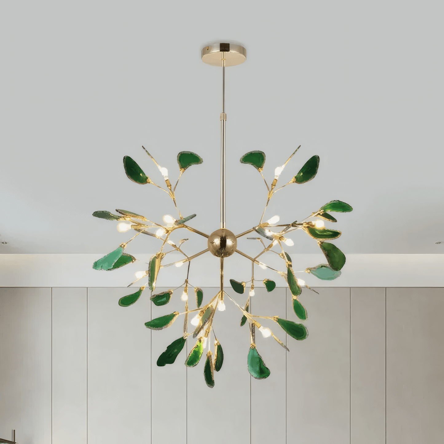 Art Deco Multicolor Green 16-Light Chandelier for Living Room