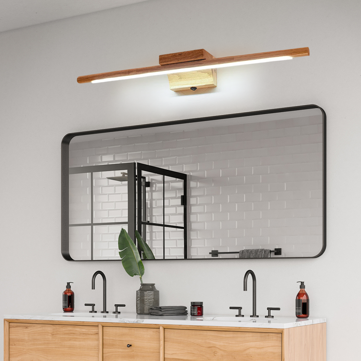 Arcato Minimalist Wood & Acrylic Wall Lamp - Linear Design for Bedroom