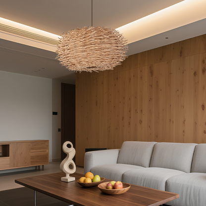 Farmhouse Nest Wood Pendant Light for Living Room