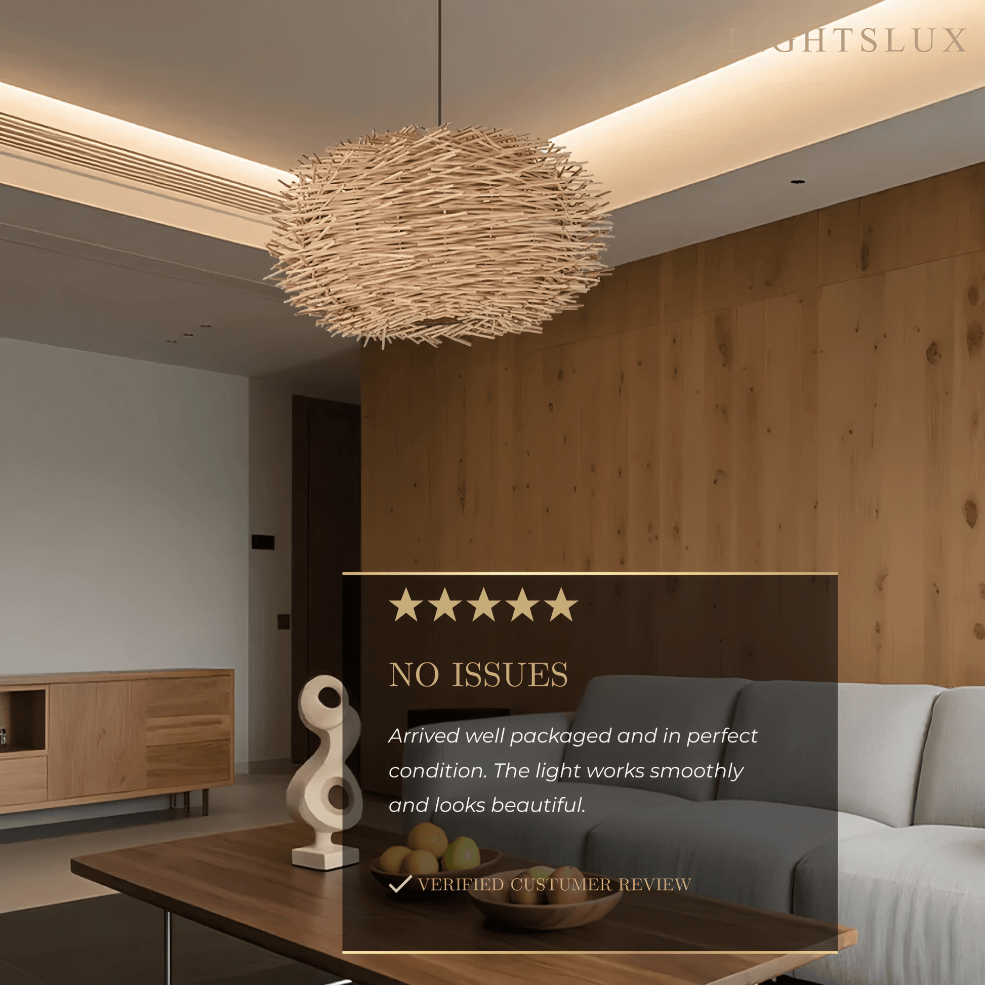 Bamburo Farmhouse Globular Wood Pendant Light – Brown for Living Room