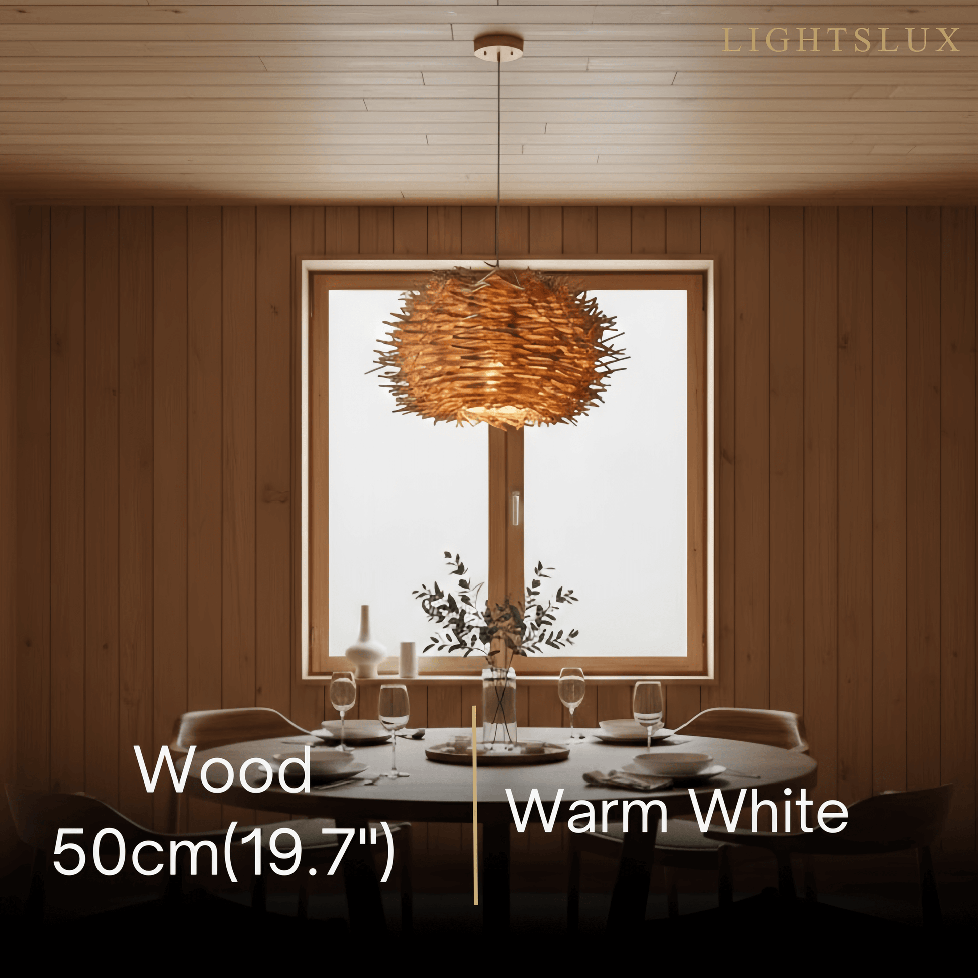 Bamburo Farmhouse Globular Wood Pendant Light – Brown for Living Room