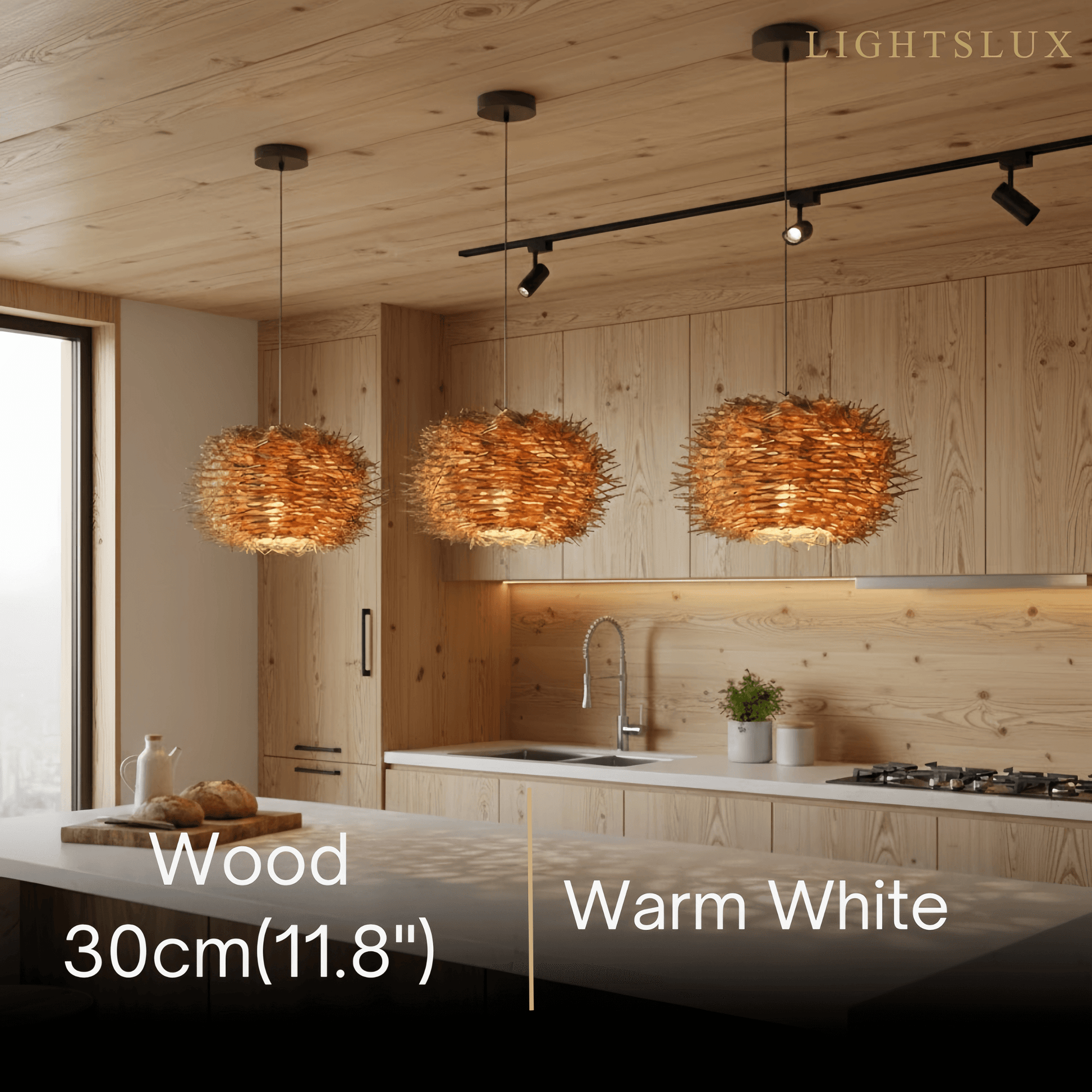 Bamburo Farmhouse Globular Wood Pendant Light