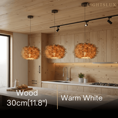 Bamburo Farmhouse Globular Wood Pendant Light