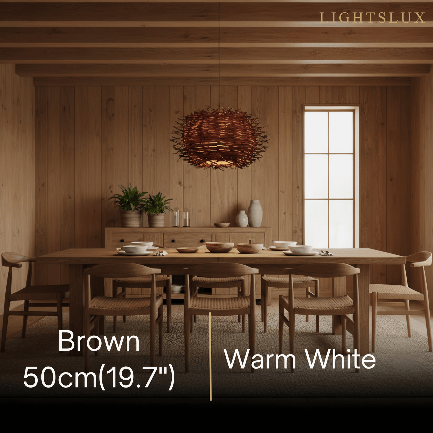 Bamburo Farmhouse Globular Wood Pendant Light – Brown for Living Room