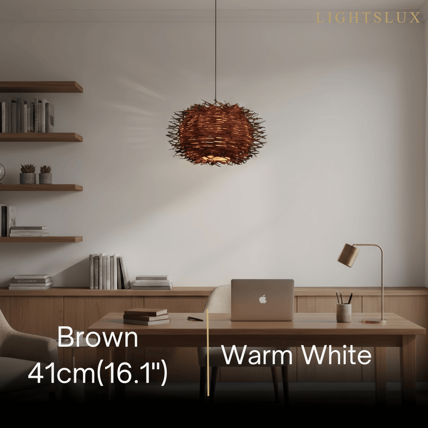 Bamburo Farmhouse Globular Wood Pendant Light – Brown for Living Room
