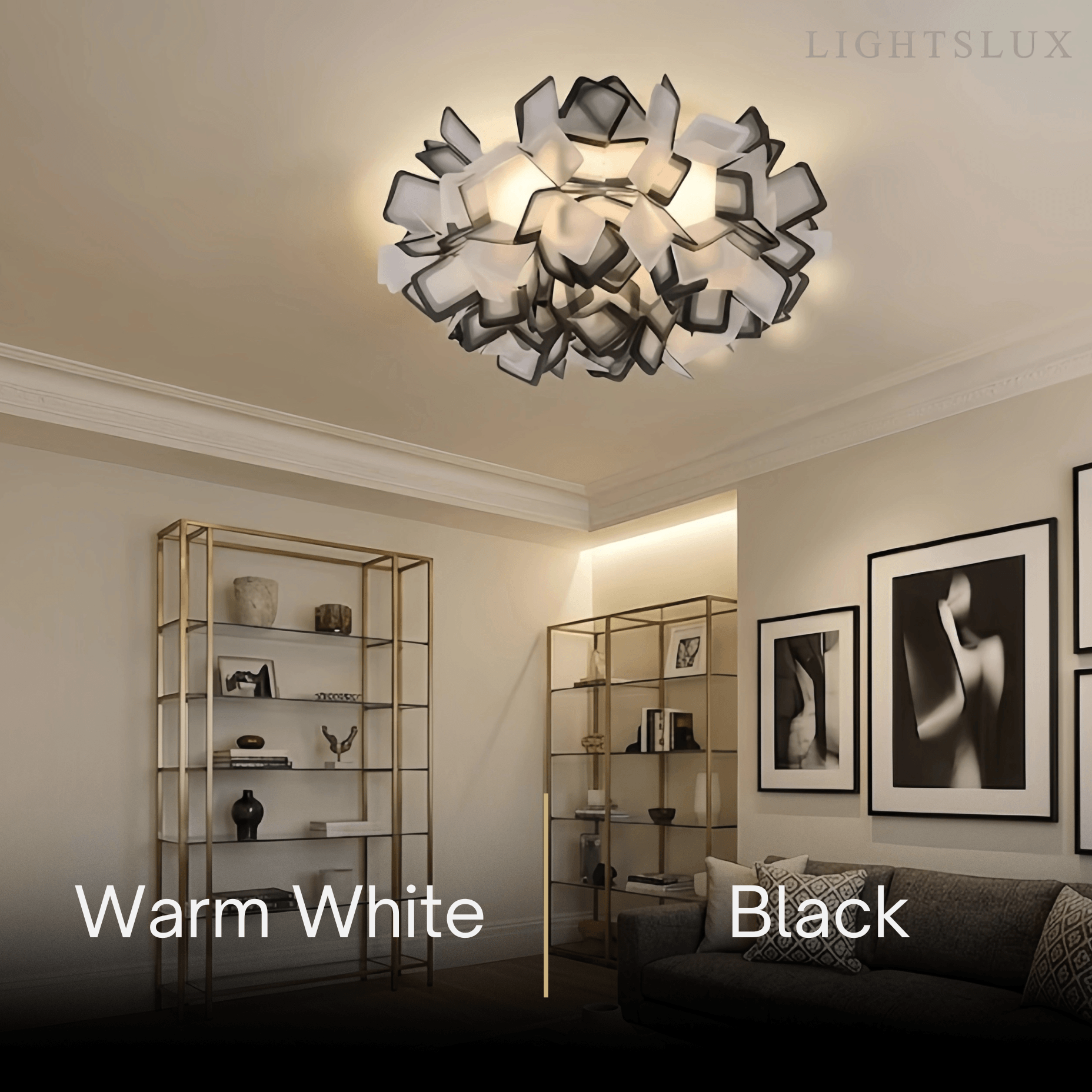 Lunara Art Deco Acrylic Ceiling Light - White Floral Design for Living Room