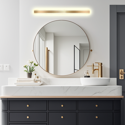  Gold Vanity Light — Metal & Acrylic Rectangle IP44 Bedroom