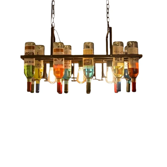 Arcato Art Deco Wine Bottle Pendant Light - Rust Glass  Dining Room/Bar