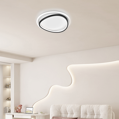 Velora Moderne Ring-Deckenleuchte – Dimmbar, Weiß/Schwarz, Metall, für Arbeitszimmer