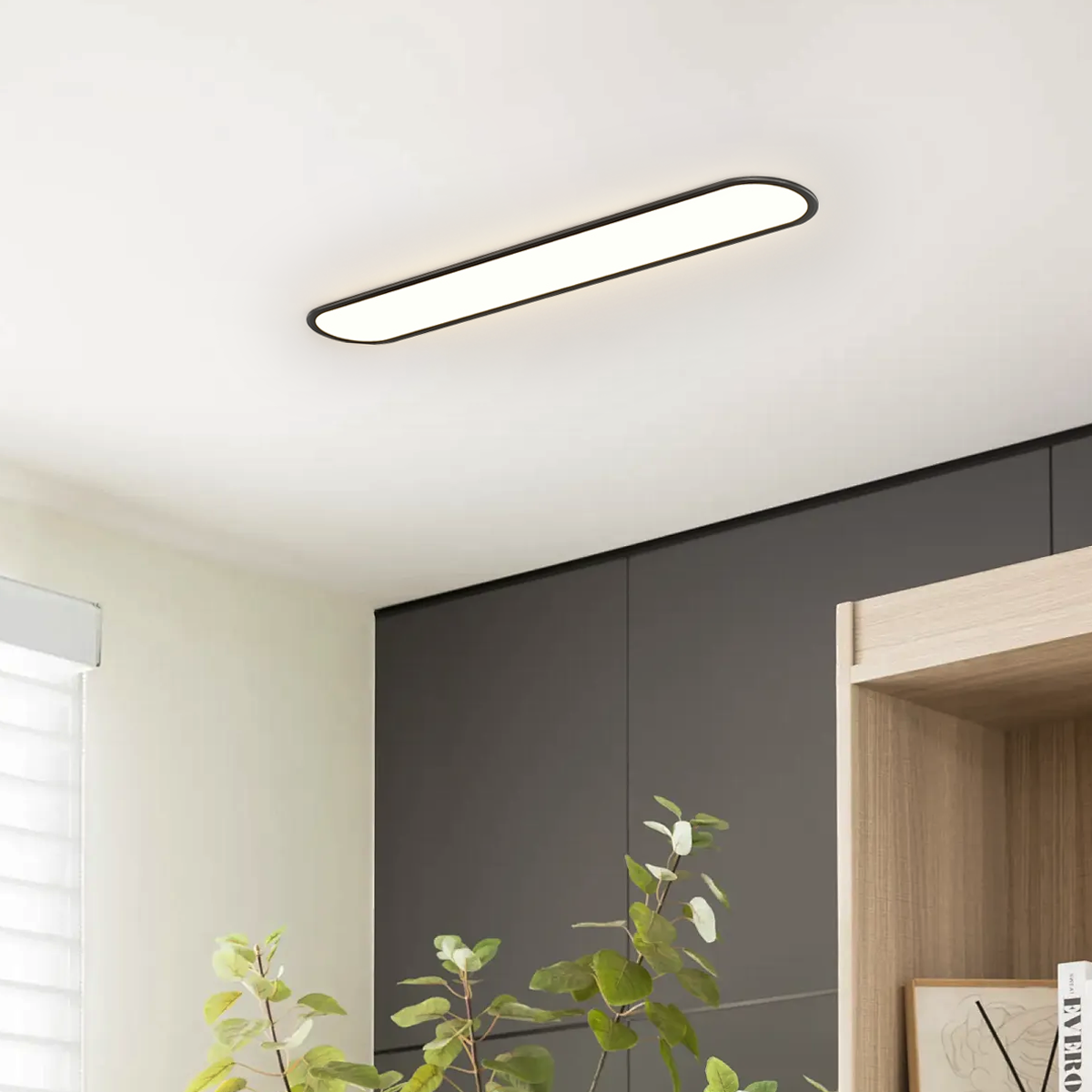 Minimalist Black Oval -shaped Ceiling Light for Study Room