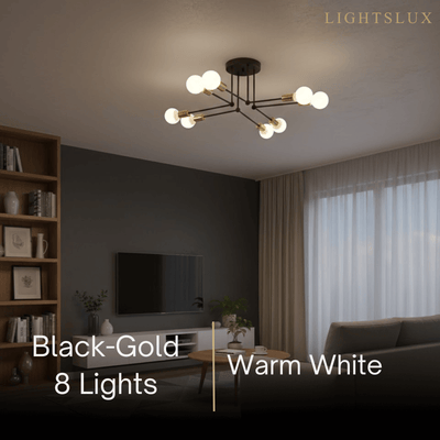 Nebula Royal Gold/Black LED Chandelier – Elegant Lighting for Living Room/Bedroom