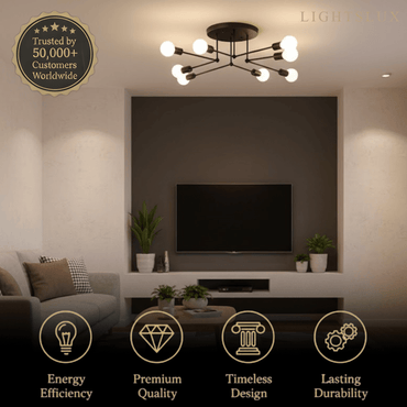 Nebula Royal Gold/Black LED Chandelier – Elegant Lighting for Living Room/Bedroom