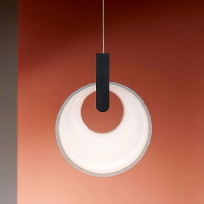 White Pendant Light – Cylindrical Metal & Acrylic Fixture for Dining Room