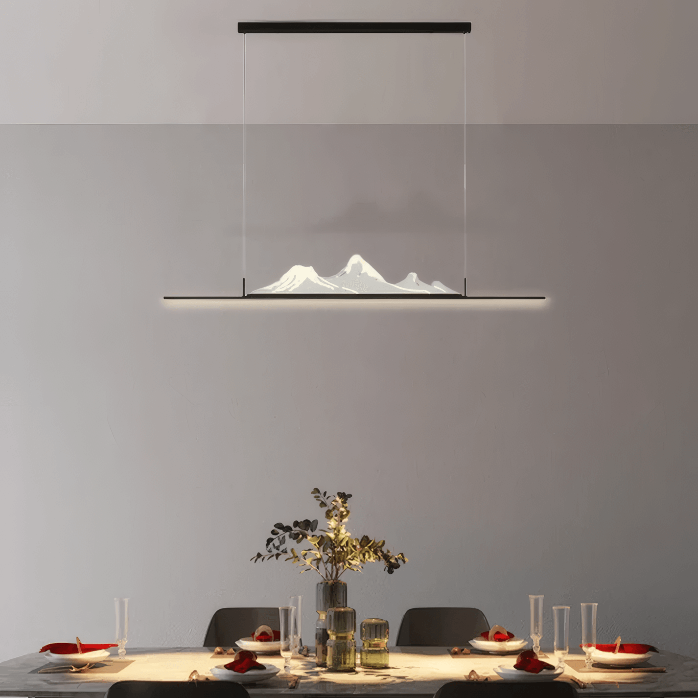 Modern Black Linear Pendant Light for Dining Room