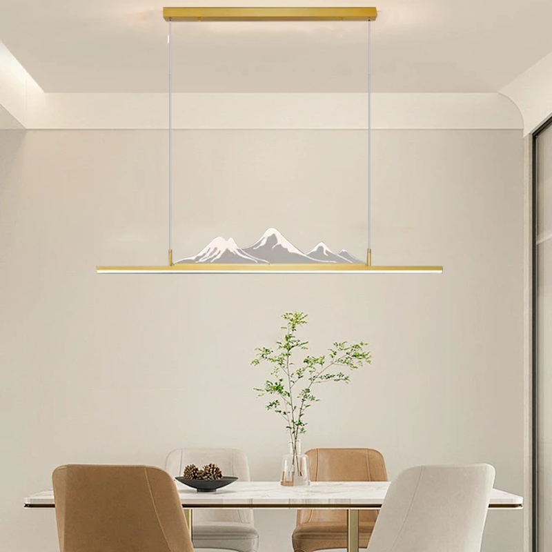 Modern Gold Linear Pendant Light for Dining Room