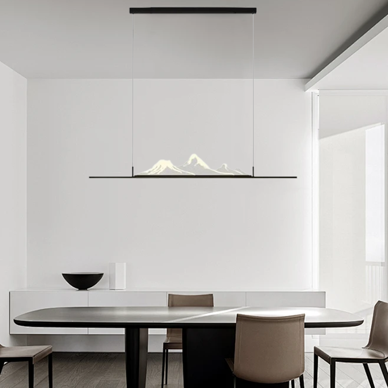 Modern Linear Black Pendant Light for Dining Room