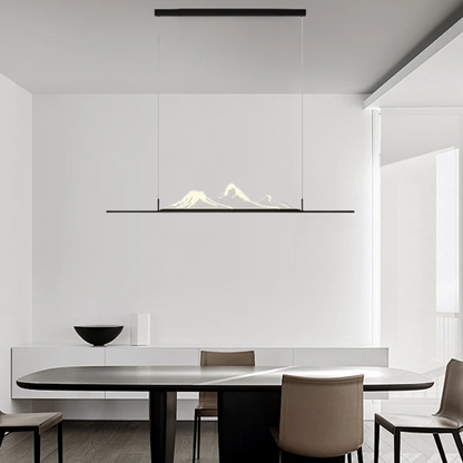 Modern Linear Black Pendant Light for Dining Room