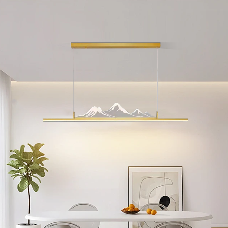 Modern Linear Gold Pendant Light for Dining Room