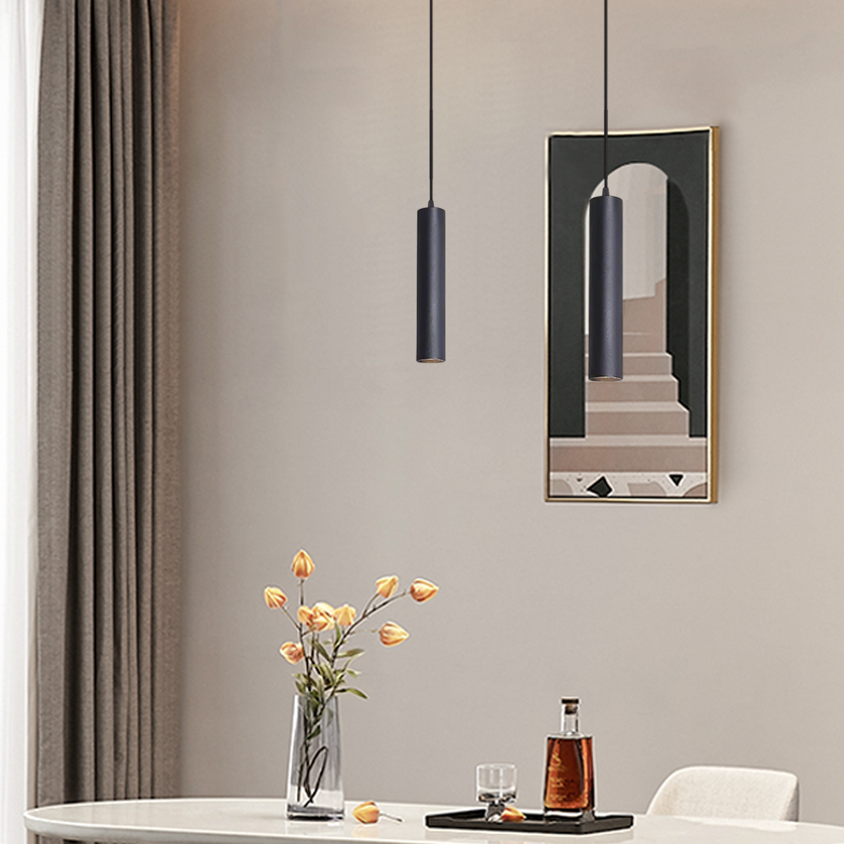 Modern Black LED Pendant Light for Dining Room