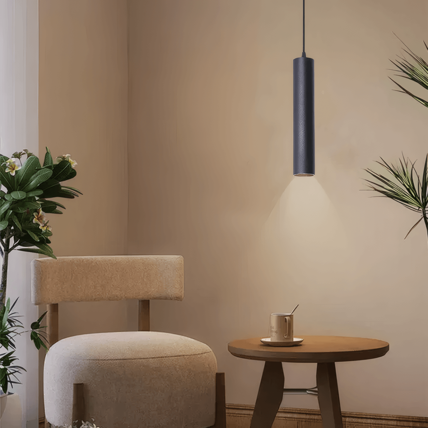 Modern Black LED Pendant Light for Living Area