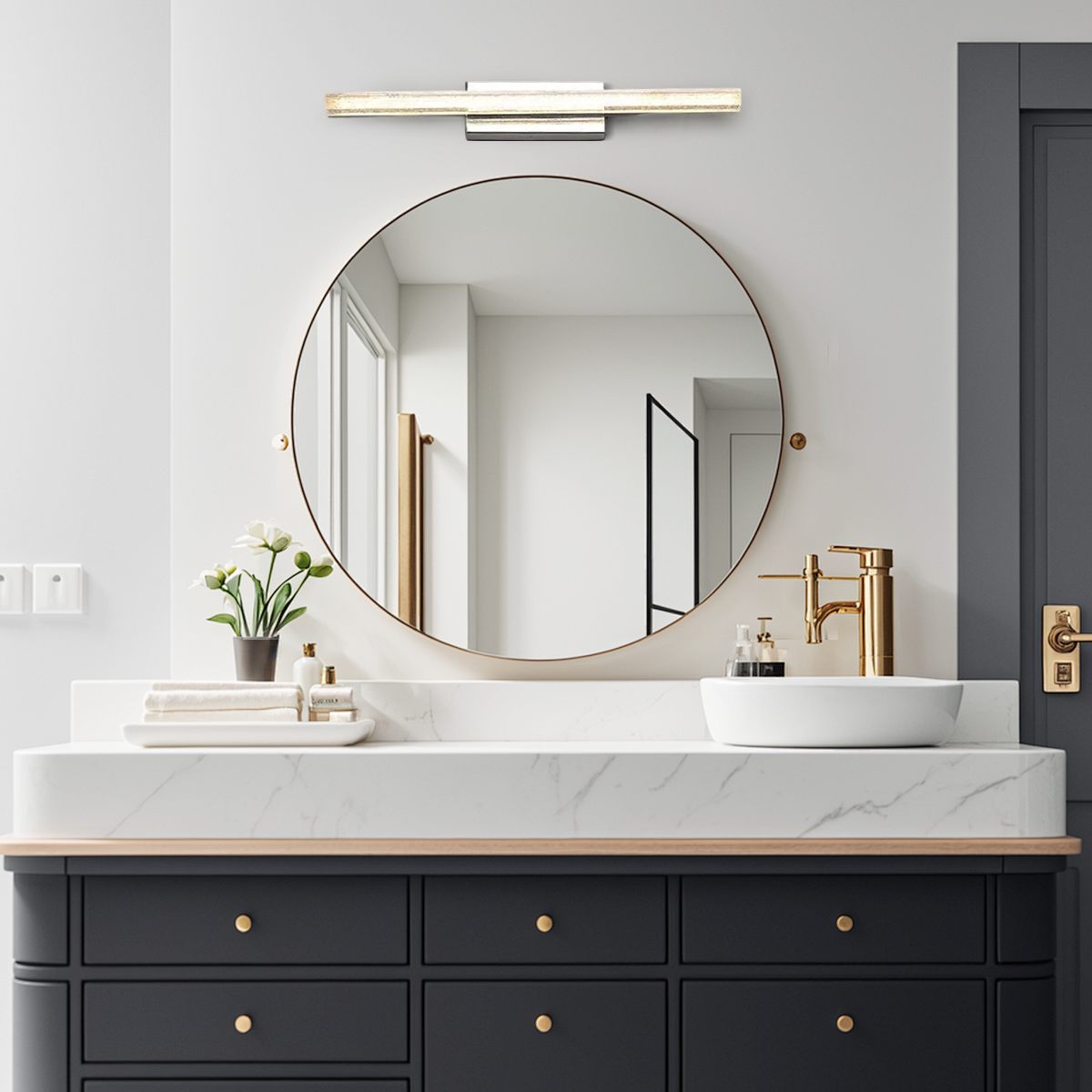  Vanity Light — Metal/Acrylic Rectangle for Bathroom/Living Room