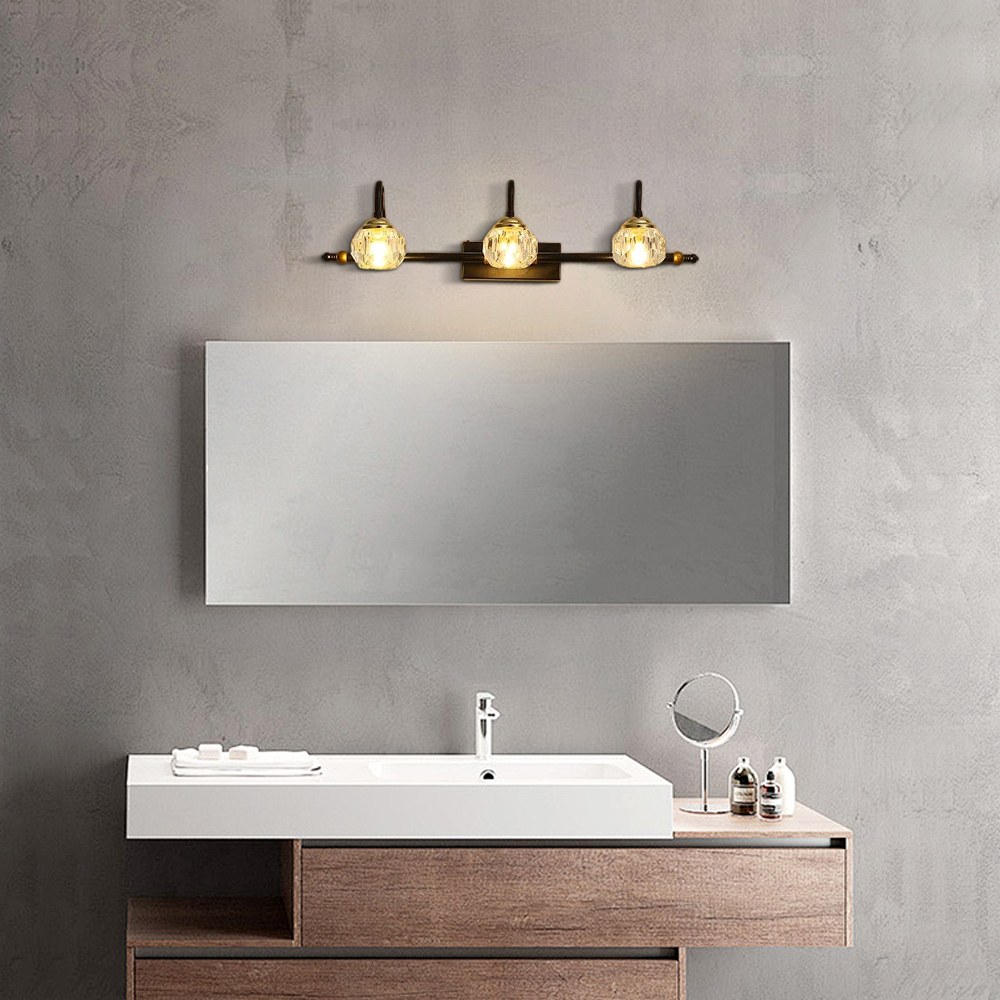 Vintage Crystal Globe LED Vanity Light 3 Head