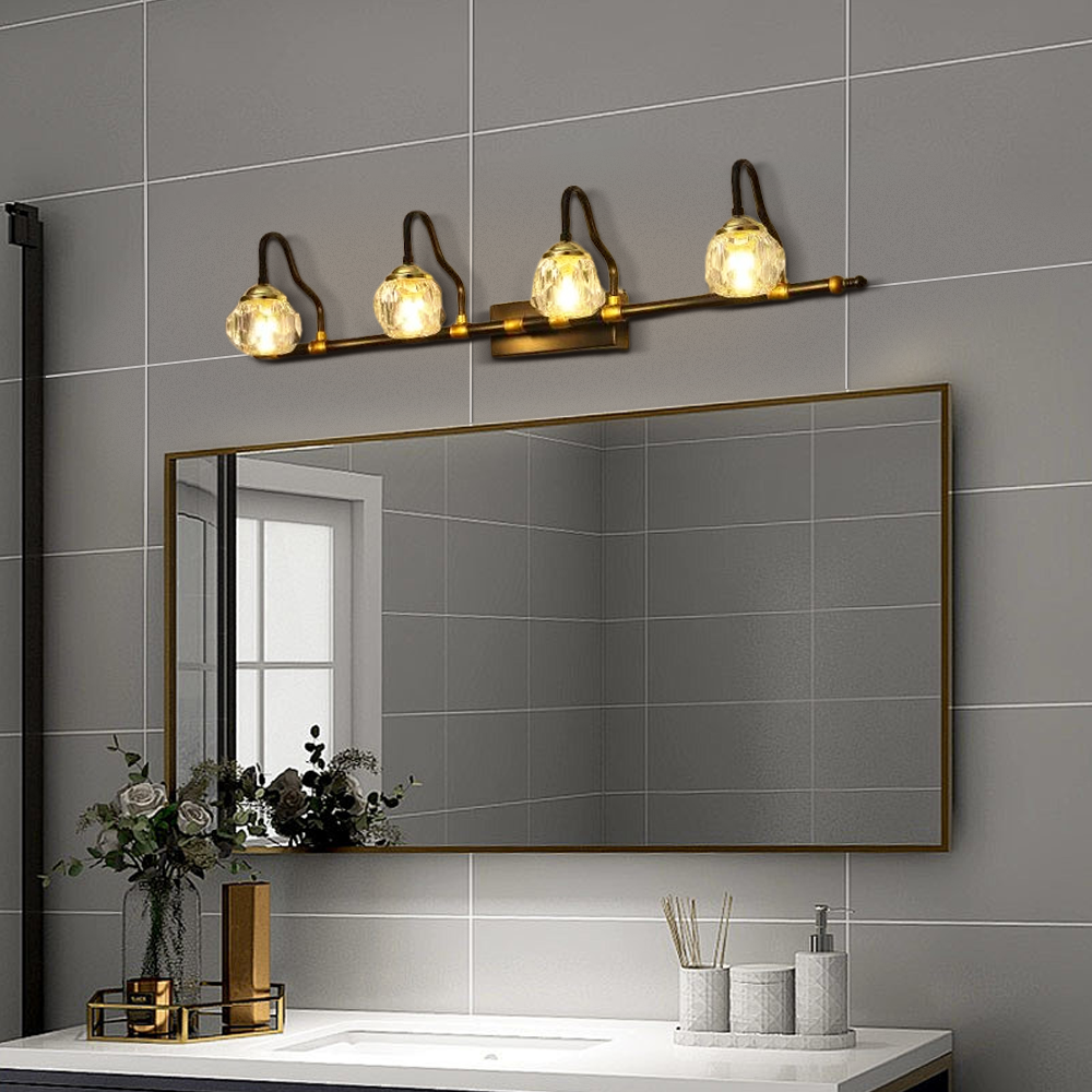 Vintage Crystal Globe LED Vanity Light 4 Head