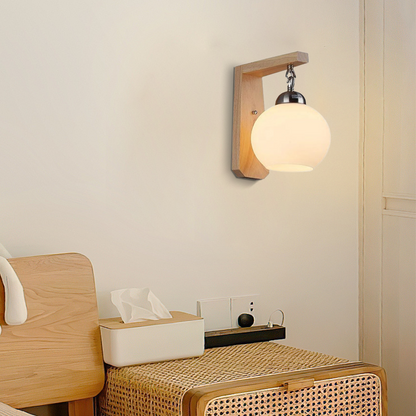  Wood & Metal Frame with Glass Globe for Bedroom