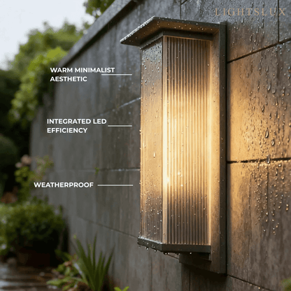 Irondale Industrial Rectangular LED Outdoor Wall Lamp – Waterproof Light for Courtyard