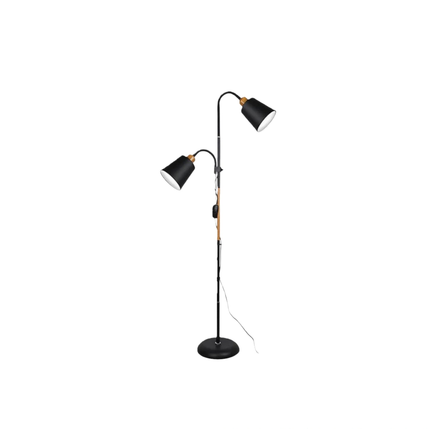  Floor Lamp — Black/White Metal with Adjustable Living Room