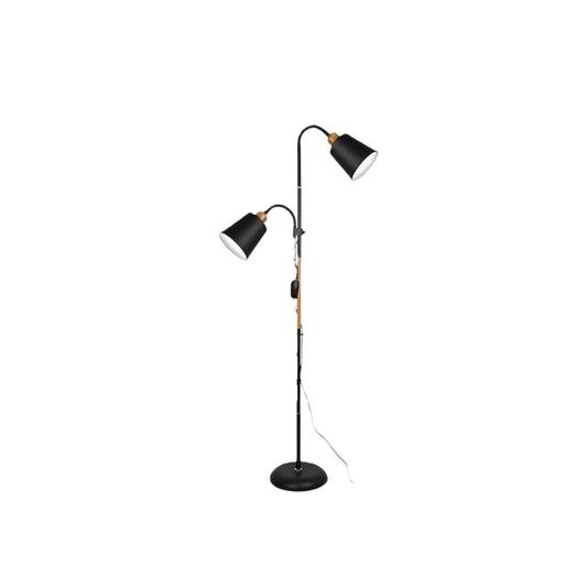  Floor Lamp — Black/White Metal with Adjustable Living Room