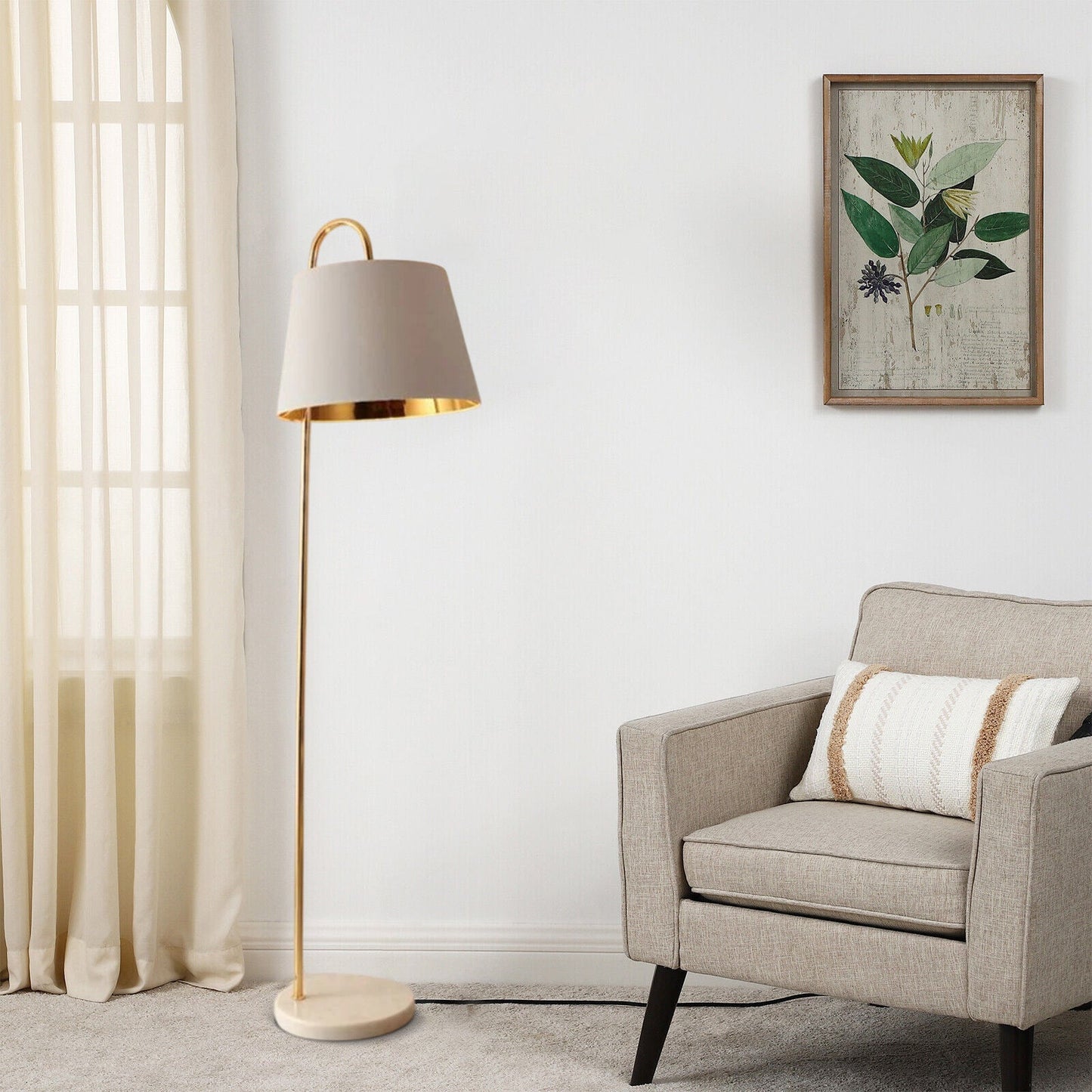Modern Arched Floor Lamp - Black/White