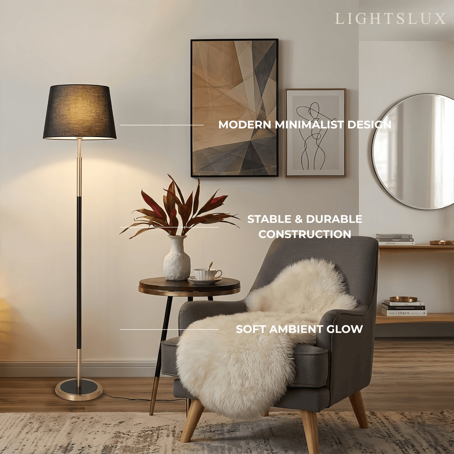 Zenno Modern Cylinder Fabric Floor Lamp