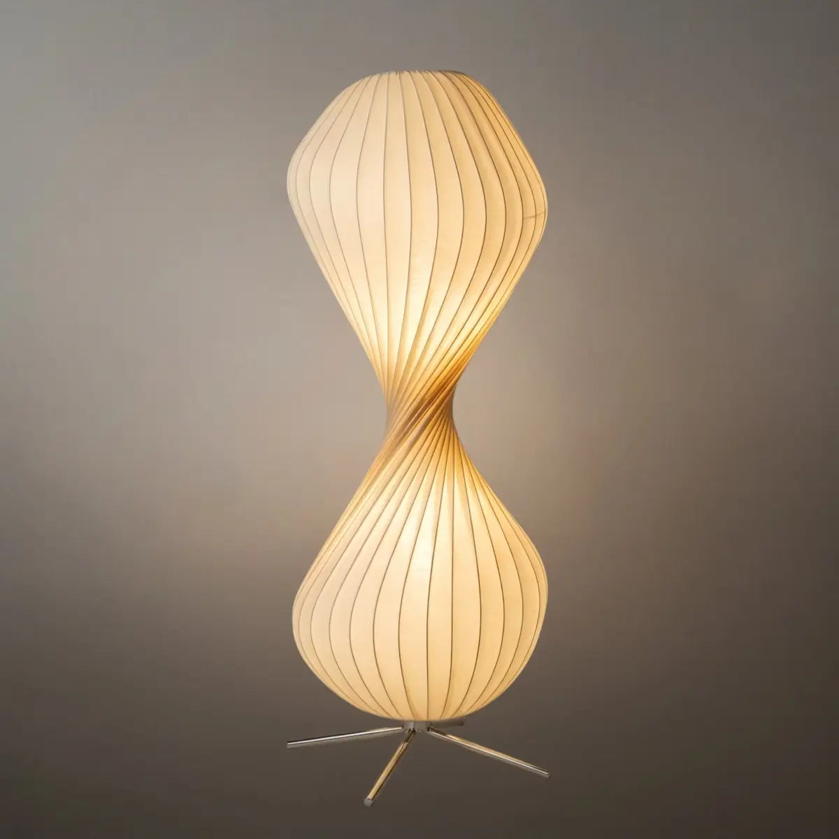 Zenno Art Deco Floor Lamp – White Pleated Fabric & Metal for Bedroom