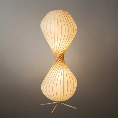 Lámpara de pie Zenno Art Deco – Tela plisada blanca y metal para dormitorio