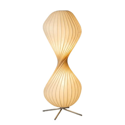 Lámpara de pie Zenno Art Deco – Tela plisada blanca y metal para dormitorio