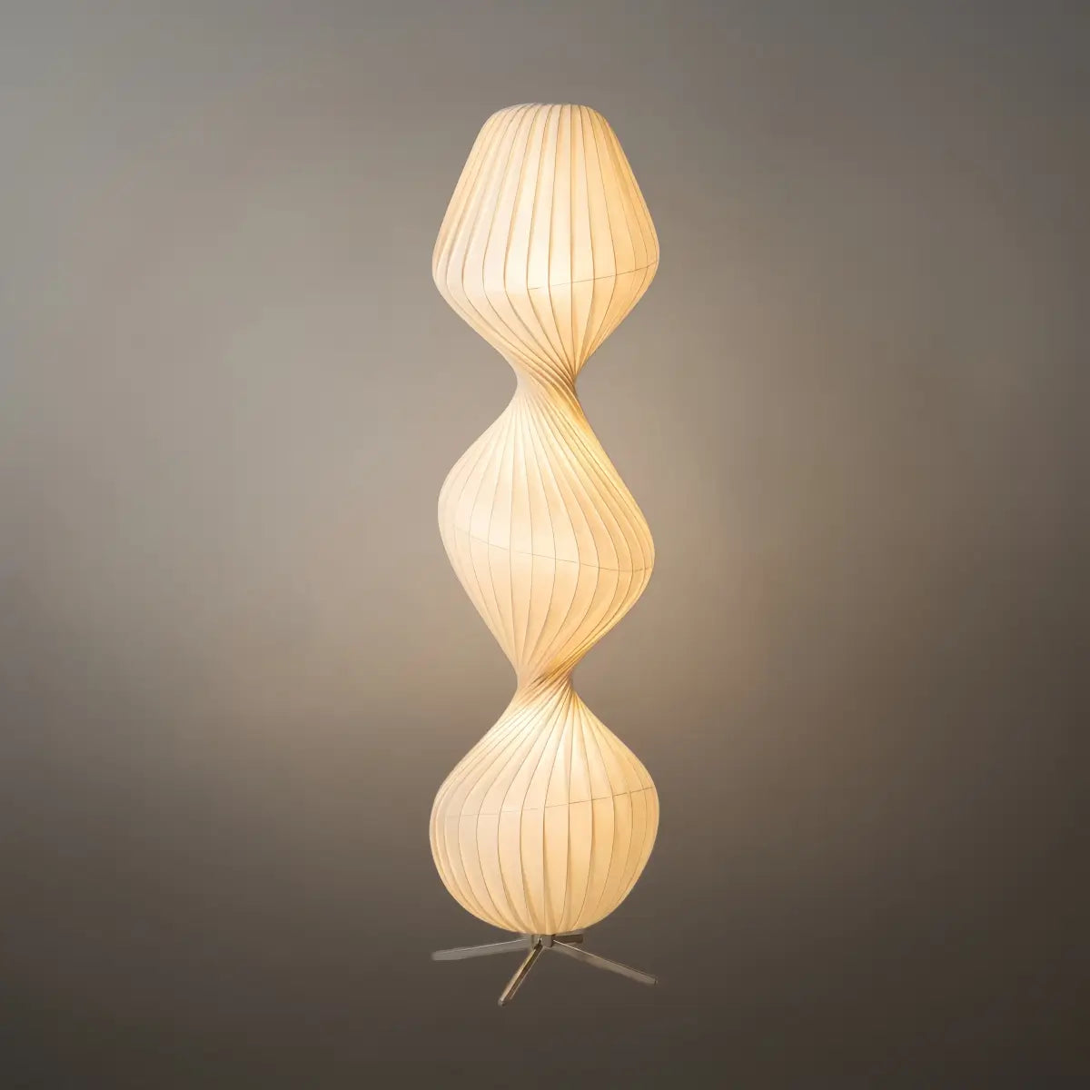 Zenno Art Deco Floor Lamp – White Pleated Fabric & Metal for Bedroom