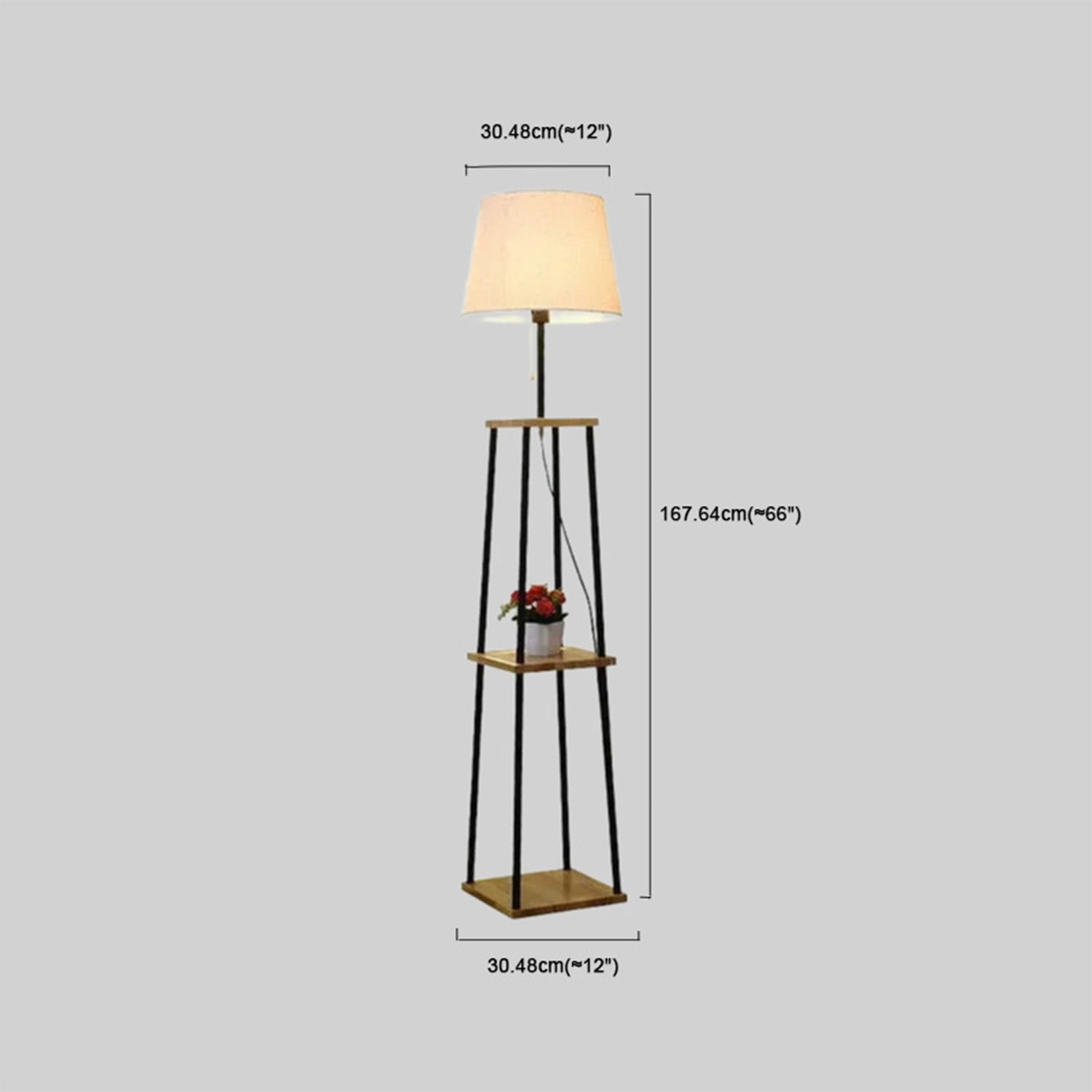 Modern Floor Lamp with Fabric Shade Dimension