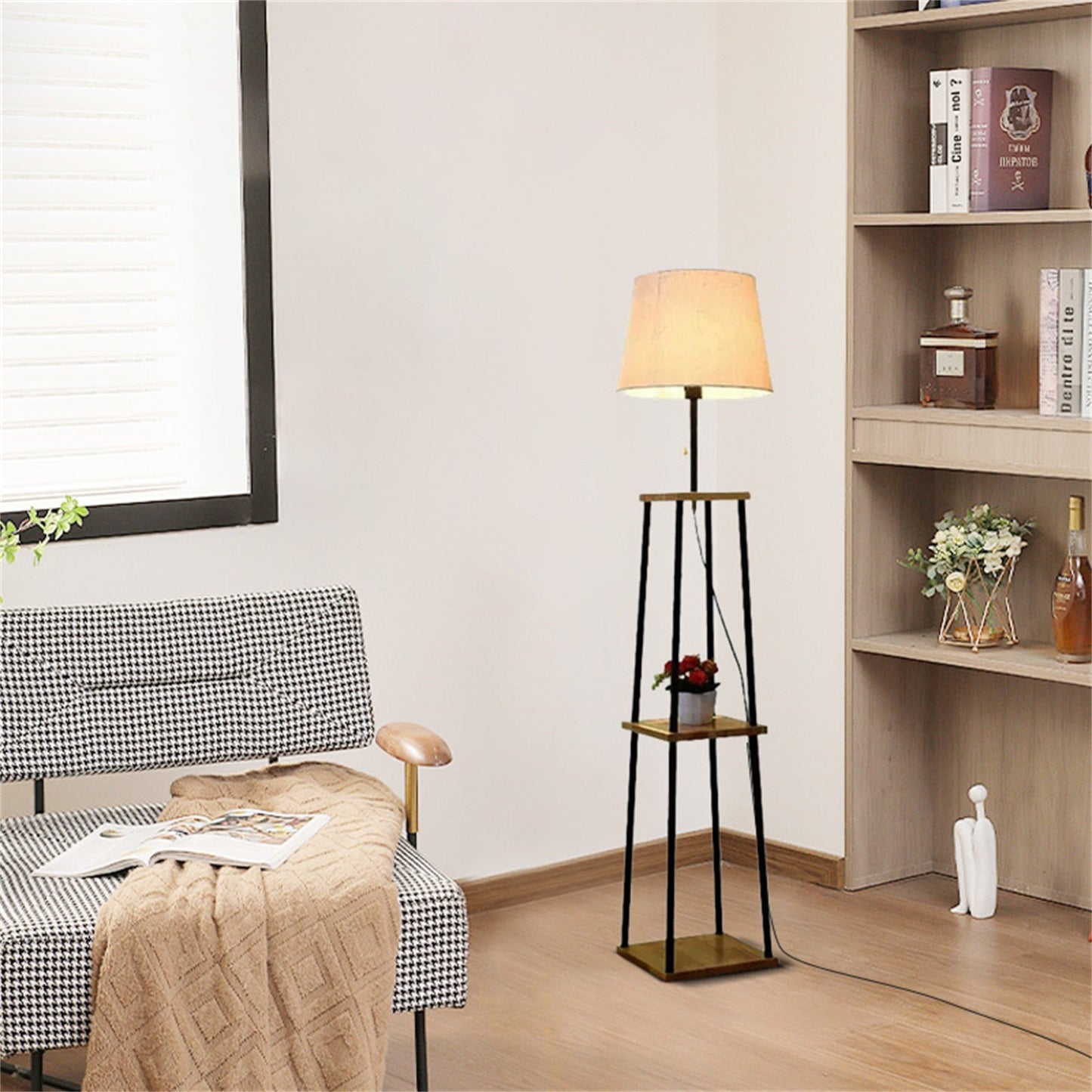 Modern Floor Lamp with Fabric Shade