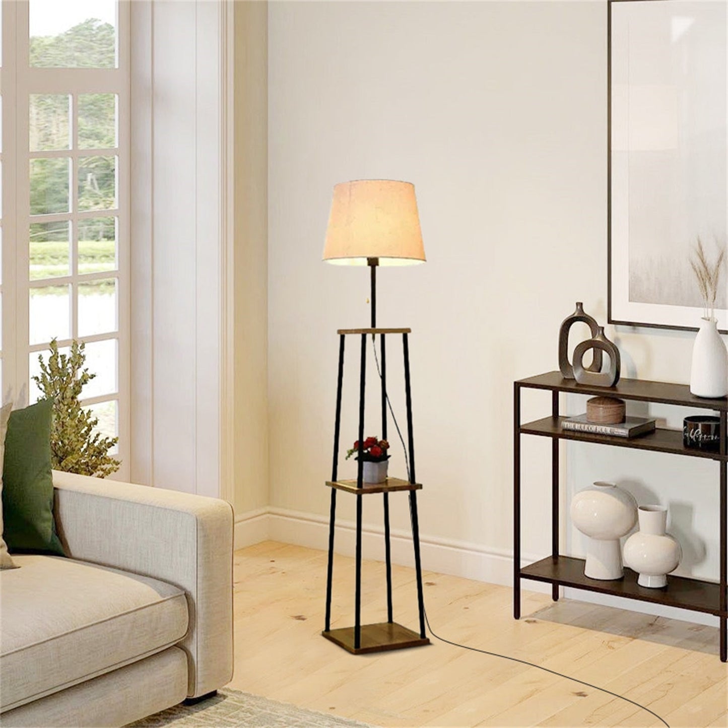 Modern Floor Lamp with Fabric Shade